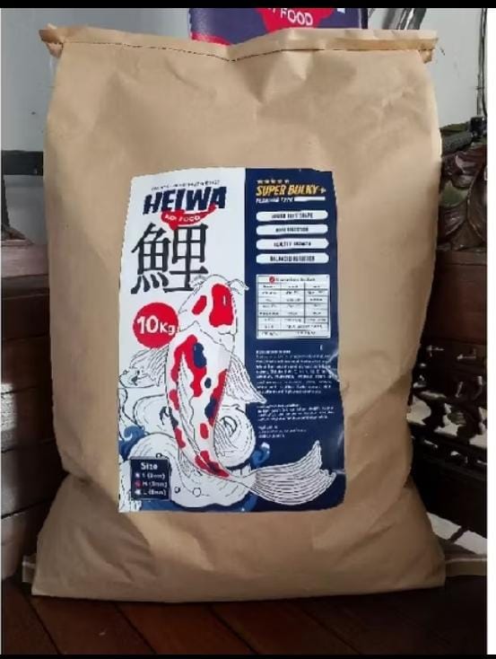 PAKAN KOI 10KG TERBARU SUPER HEIWA ISTIMEWA SUDAH TERBUKTI MEMBUAT BODY IKAN MENJADI TORPEDO SIZE M 3cm