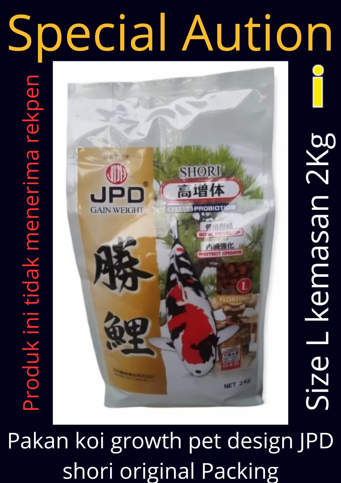 PAKAN KOI GROWTH JPD SHORI SIZE L KEMASAN 2KG 5cm