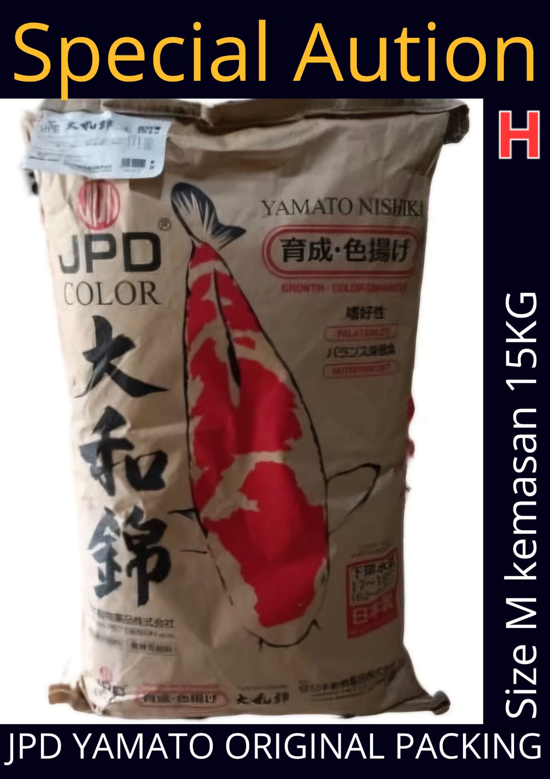 PAKAN KOI IMPORT JPD YAMATO ORIGINAL PACKING 15KG SIZE MEDIUM 3cm