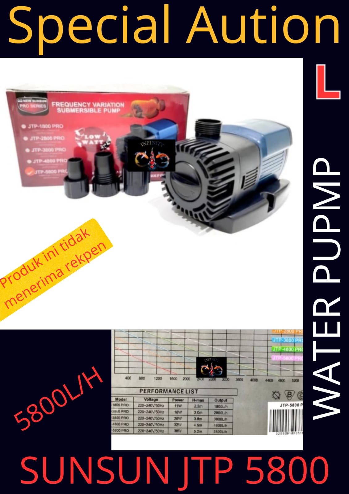 WATERPUMP SUNSUN JTP 5800 20cm