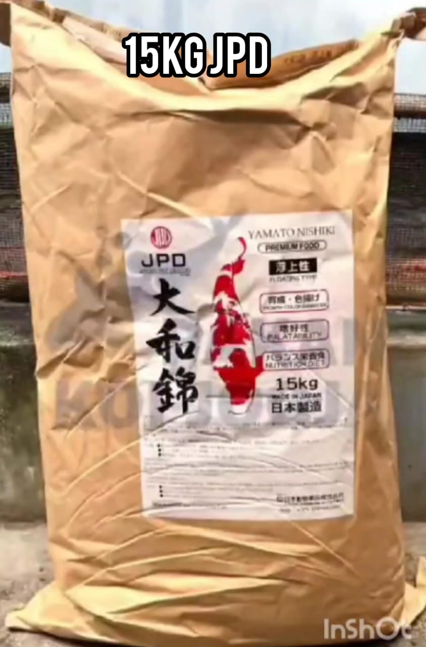 PAKAN KOI IMPORT JAPAN ORIGINAL JPD GROWTH DAN COLOR BERAT 15KG ISTIMEWA SIZE M BY DELLER JOGJA 3cm