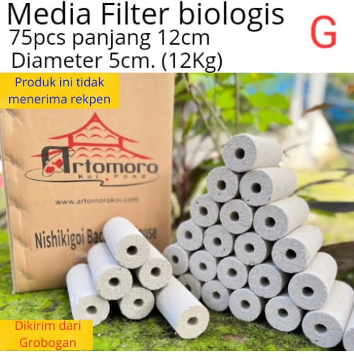 MEDIA FILTER BIOLOGIS MOMOGI 1 BOX 12KG ISI 75PCS PANJANG 12cm