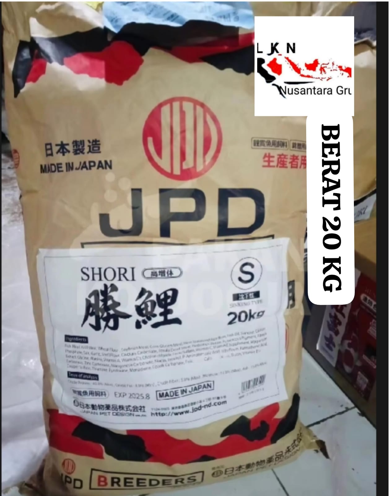 SUPER PAKAN KOI ORIGINAL JPD SHORI MADE IN JAPAN BERAT 20KG ISTIMEWA TERSEDIA UKURAN S SINKING 2cm