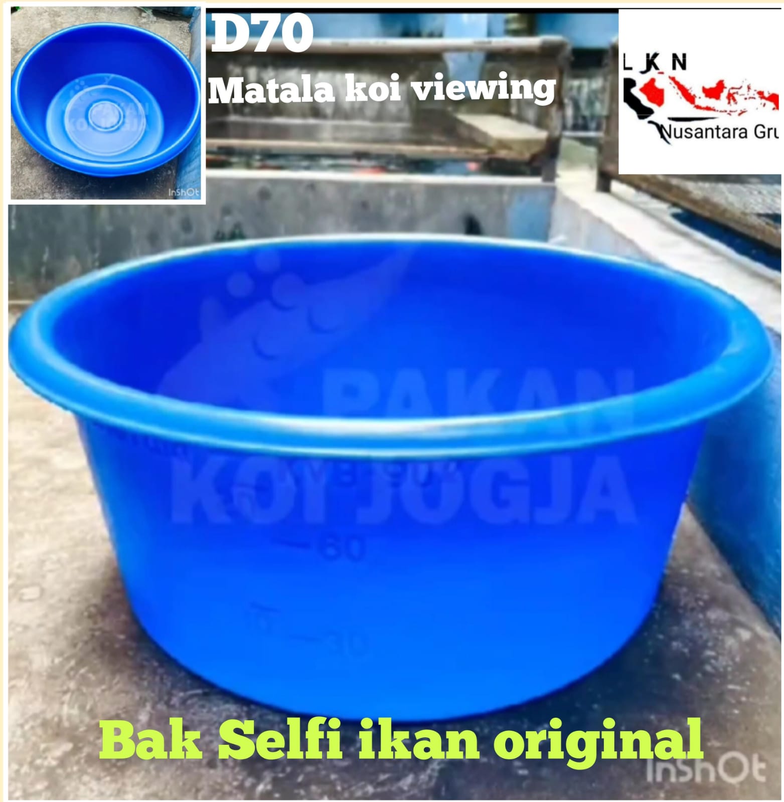 BAK IKAN KOI ORIGINAL BARU DR TOKO MERK MATALA KOI VIEWING D70cm BOWLKVB 90 VOL 24 GAL 90L DIMENSI DIA XH 3012INCH 760315 MM 70cm